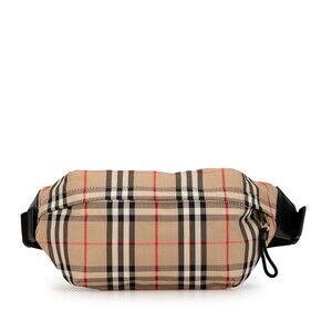 Burberry Nova Check Waist Bag Beige Tan Canvas Leather